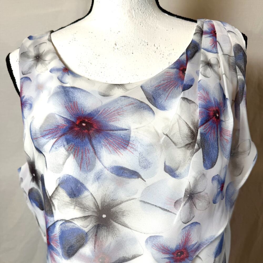 LAUREN CONRAD Women's Size 14 Purple Floral Pencil Dress Waterfall Flounce